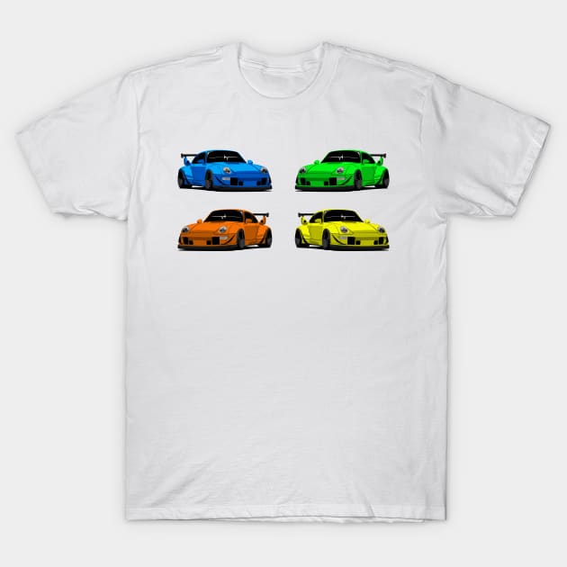 Porsche 911 RWB X4 Cars T-Shirt by Car_Designer